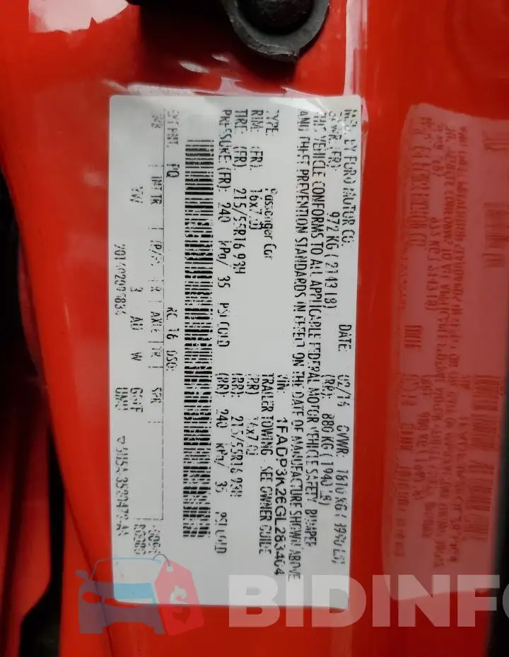1FADP3K26GL283404 Photo# 12