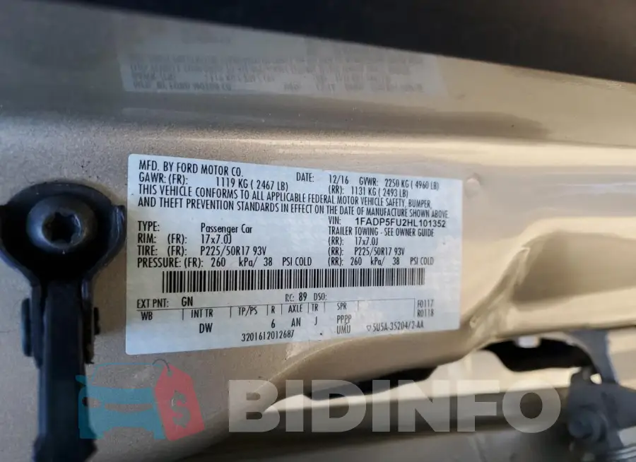 1FADP5FU2HL101352 Photo# 12