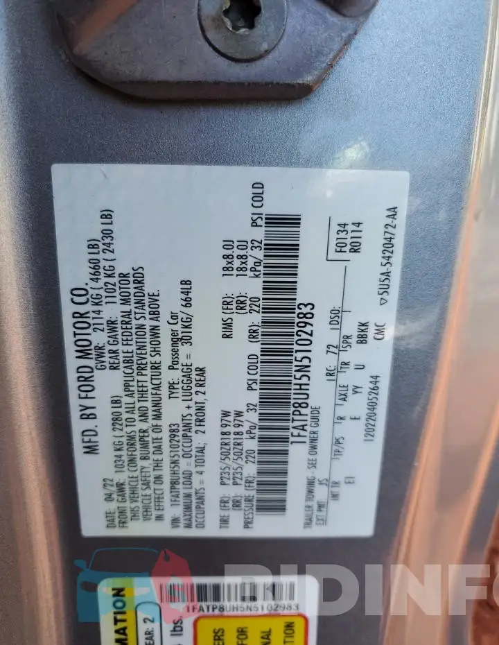 1FATP8UH5N5102983 Photo# 12