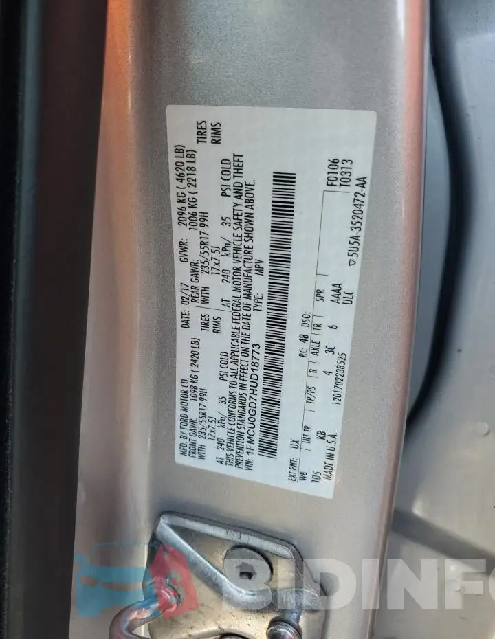1FMCU0GD7HUD18773 Photo# 13