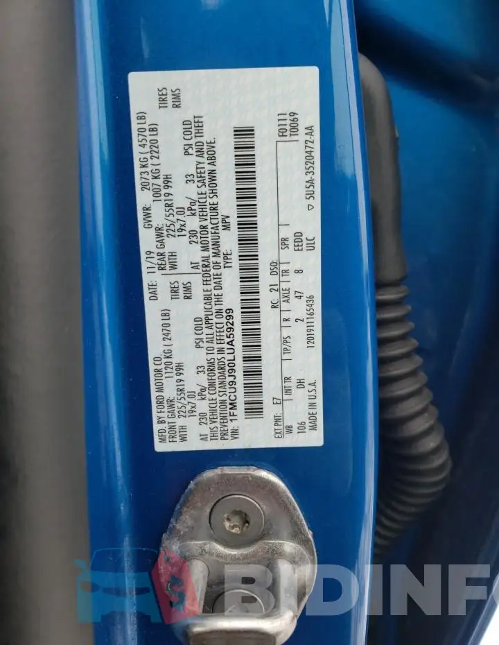 1FMCU9J90LUA59299 Photo# 14