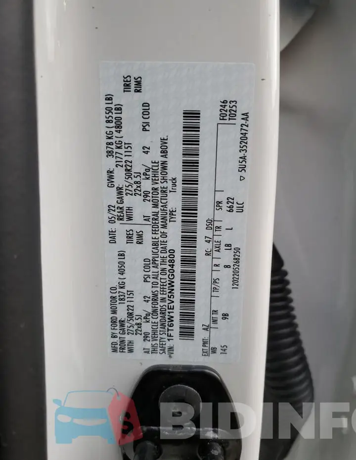 1FT6W1EV5NWG04800 Photo# 12