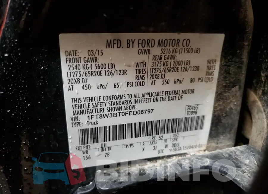 1FT8W3BT0FED06797 Photo# 13
