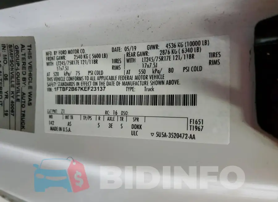 1FTBF2B67KEF23137 Photo# 12