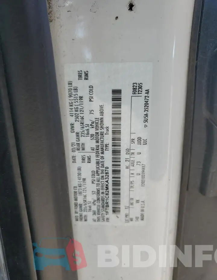 1FTBR1C82MKA32870 Photo# 13