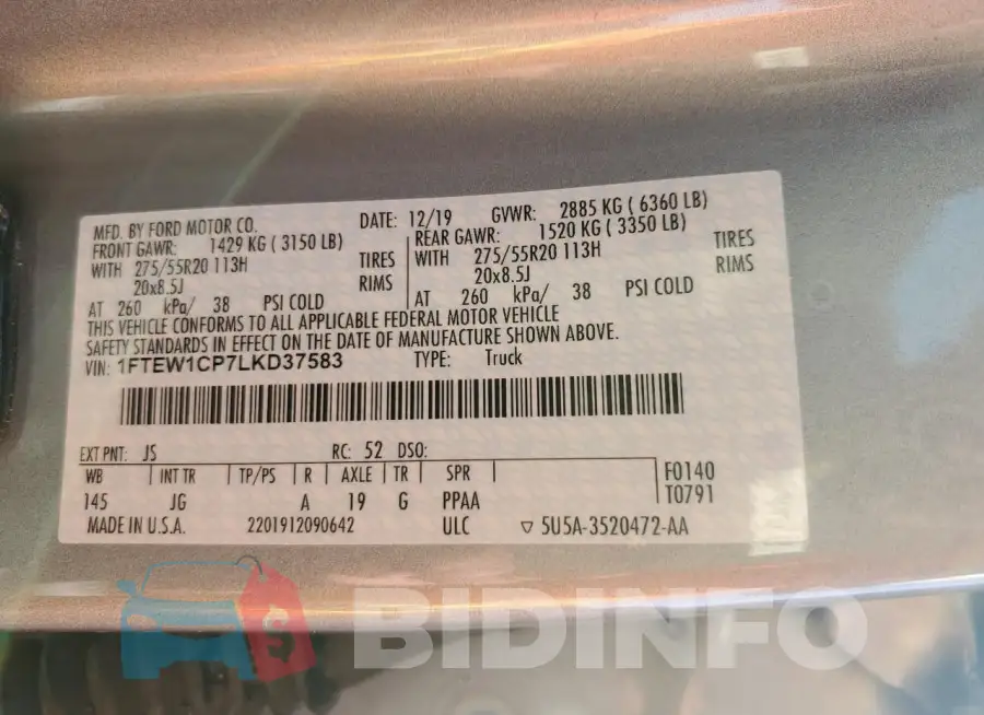 1FTEW1CP7LKD37583 Photo# 12