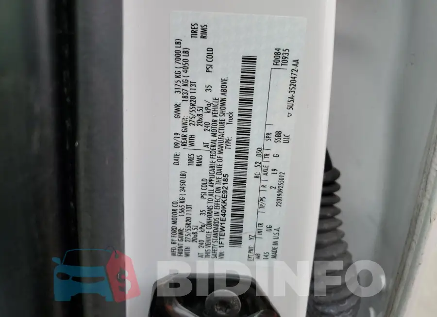 1FTEW1E40KKE92185 Photo# 12