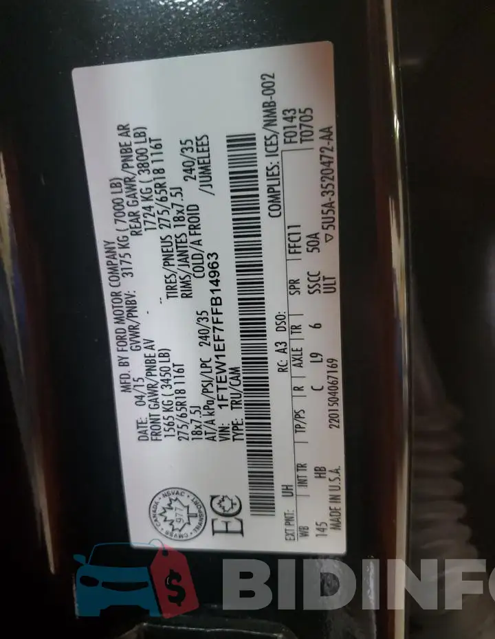 1FTEW1EF7FFB14963 Photo# 12