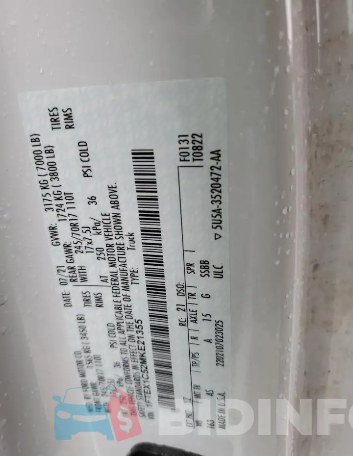 1FTEX1C52MKE21355 Photo# 12