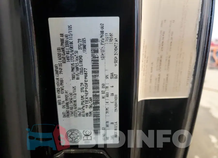 1FTEX1EP1GFB86877 Photo# 12