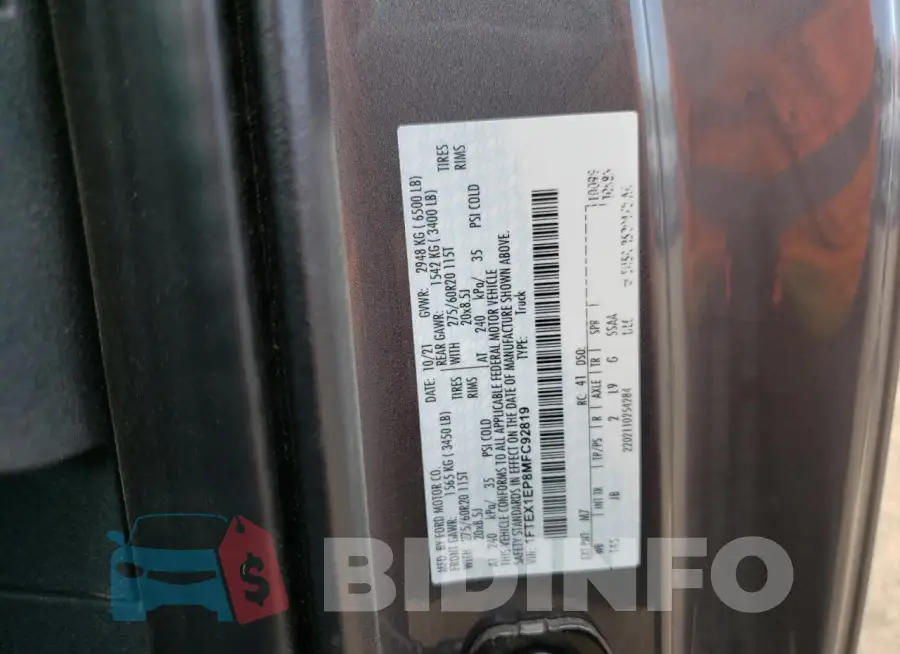 1FTEX1EP8MFC92819 Photo# 12