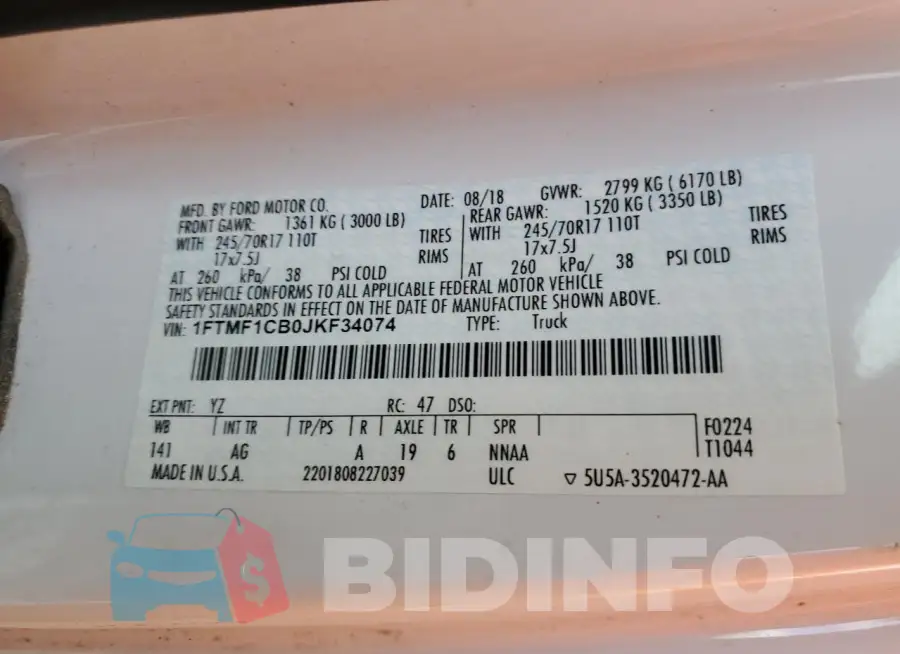 1FTMF1CB0JKF34074 Photo# 12