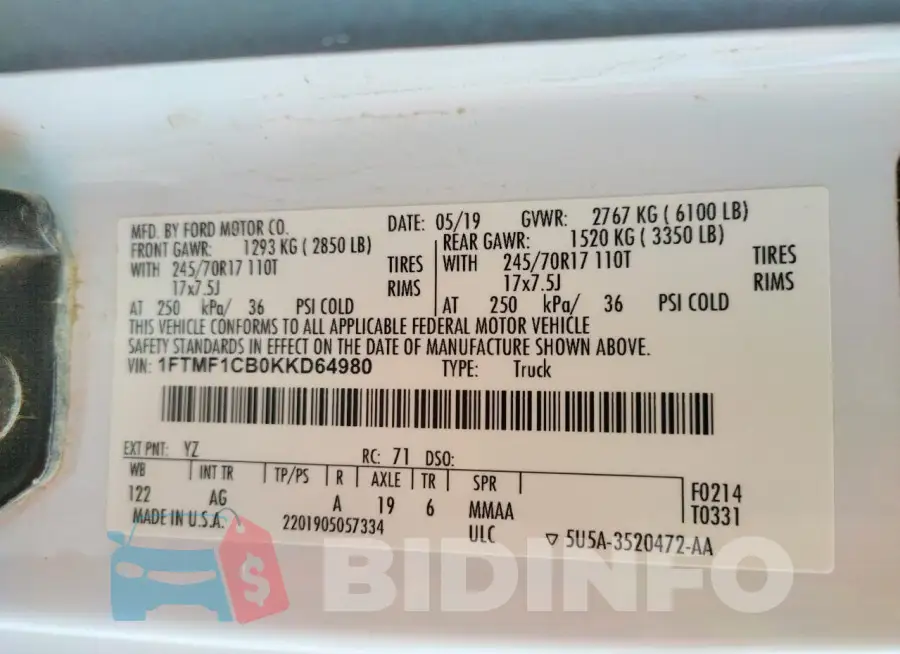 1FTMF1CB0KKD64980 Photo# 12
