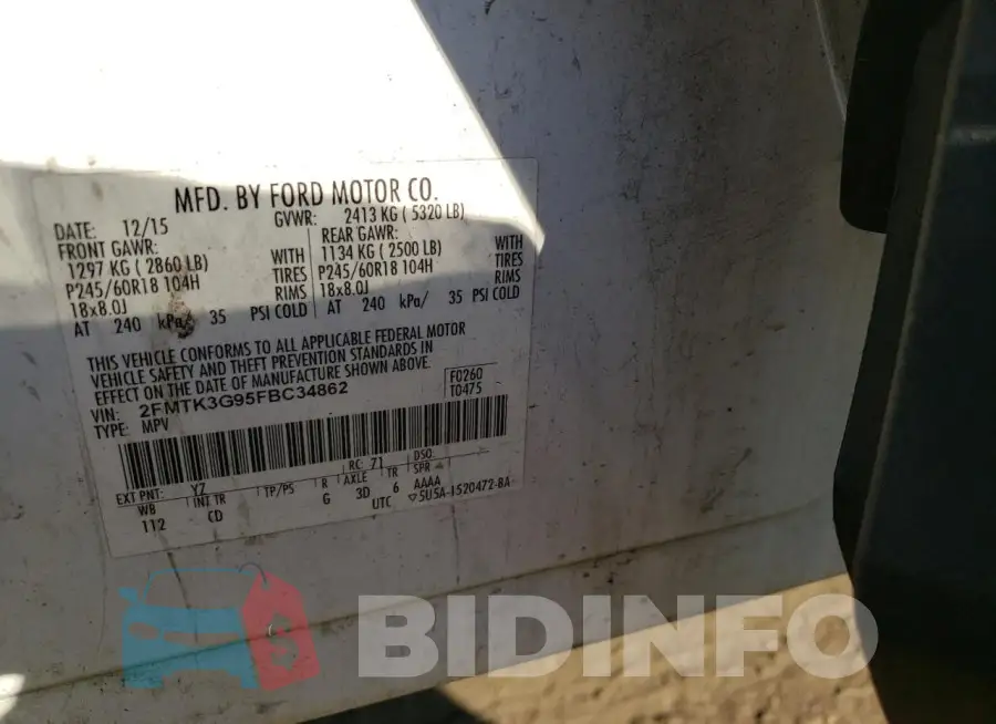 2FMTK3G95FBC34862 Photo# 12