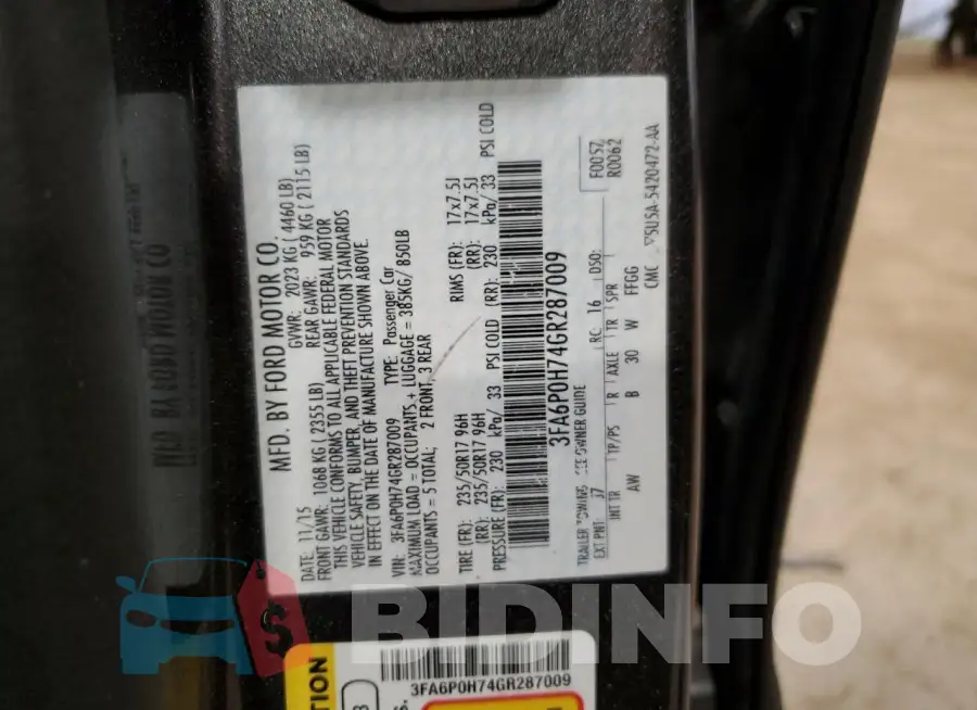 3FA6P0H74GR287009 Photo# 12