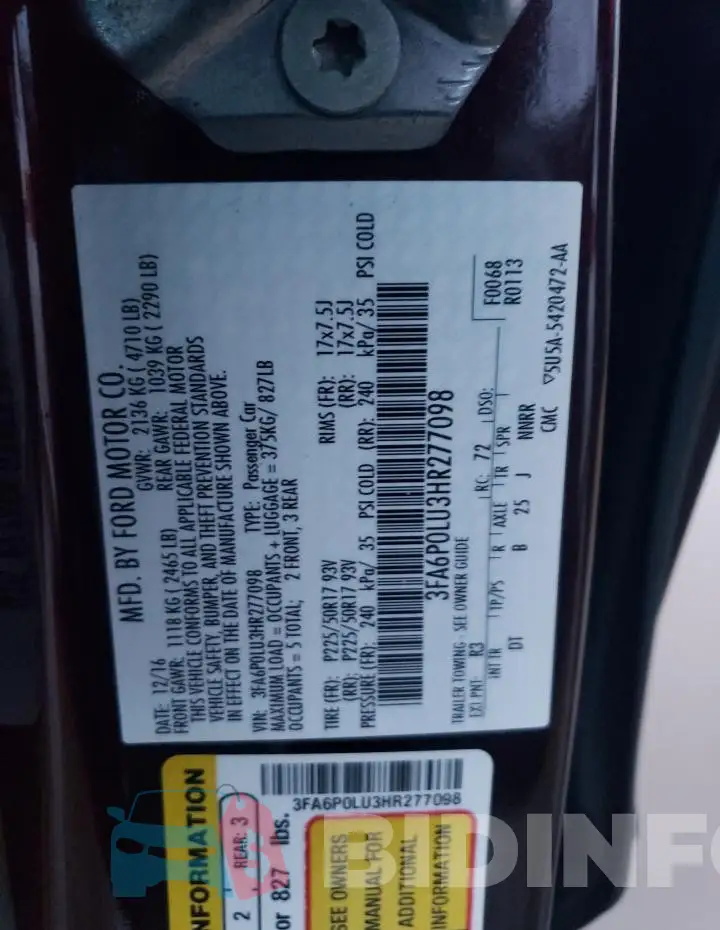 3FA6P0LU3HR277098 Photo# 12