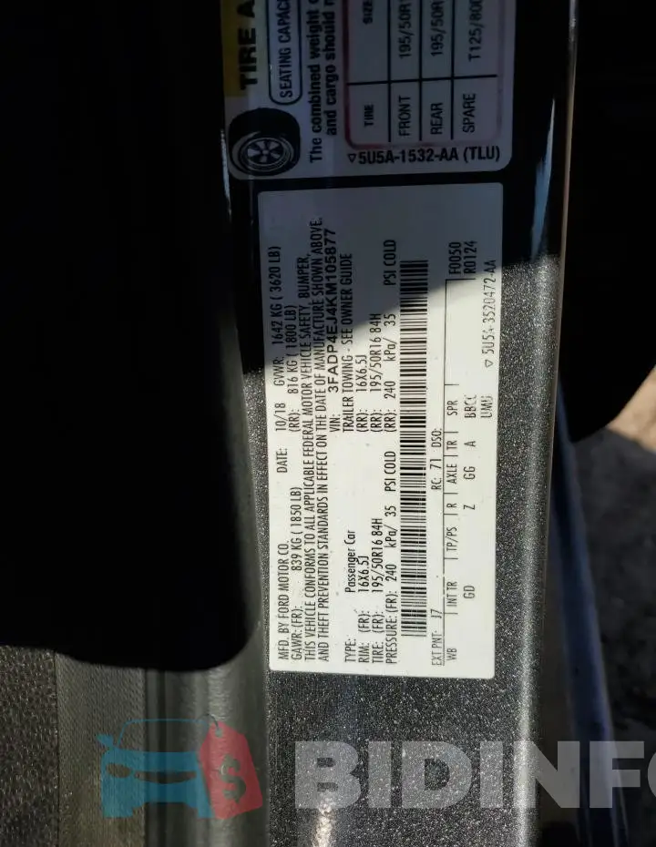 3FADP4EJ4KM105877 Photo# 13