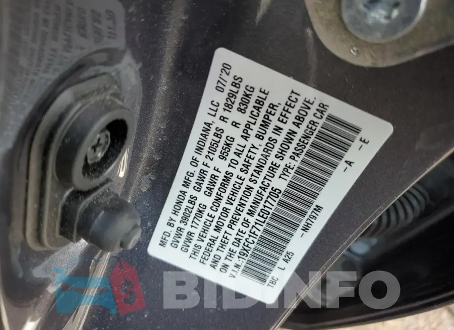 19XFC1F71LE017705 Photo# 12