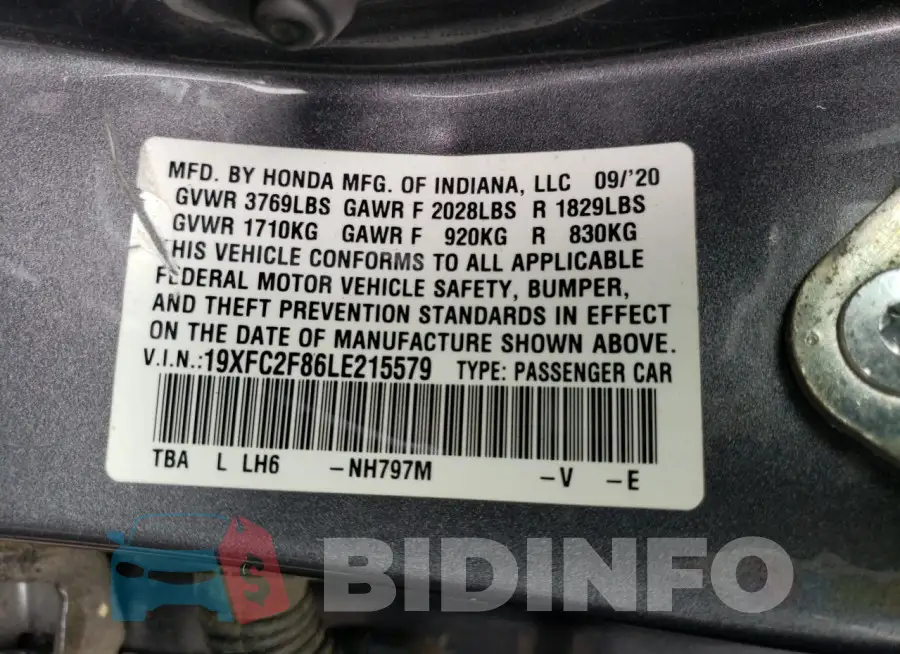 19XFC2F86LE215579 Photo# 12