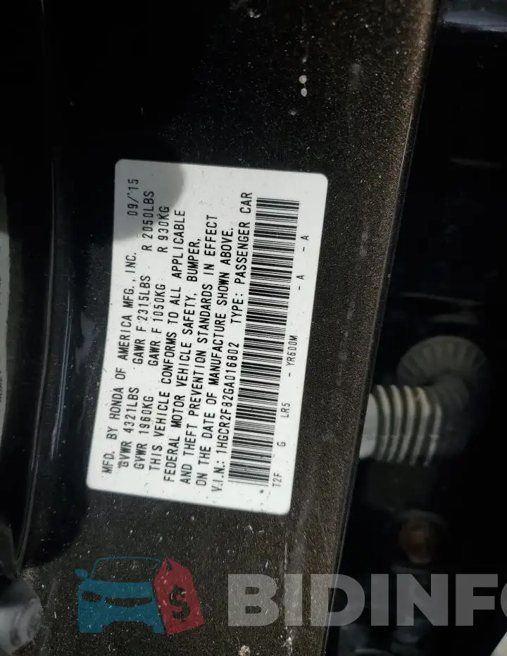 1HGCR2F82GA016802 Photo# 12