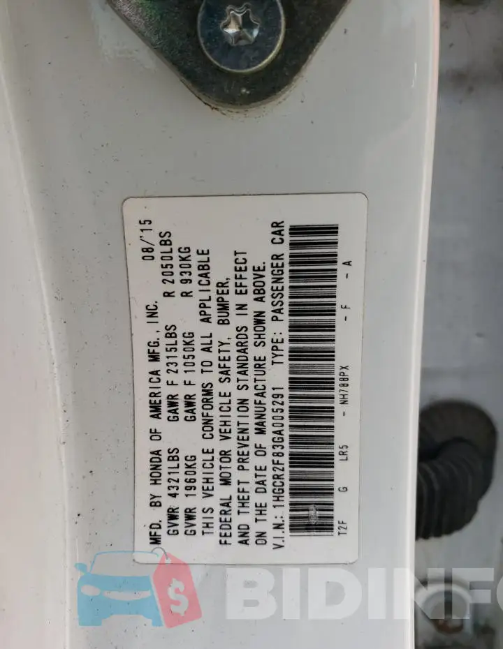 1HGCR2F83GA005291 Photo# 13
