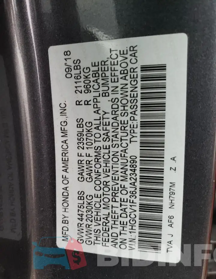 1HGCV1F36JA234890 Photo# 12