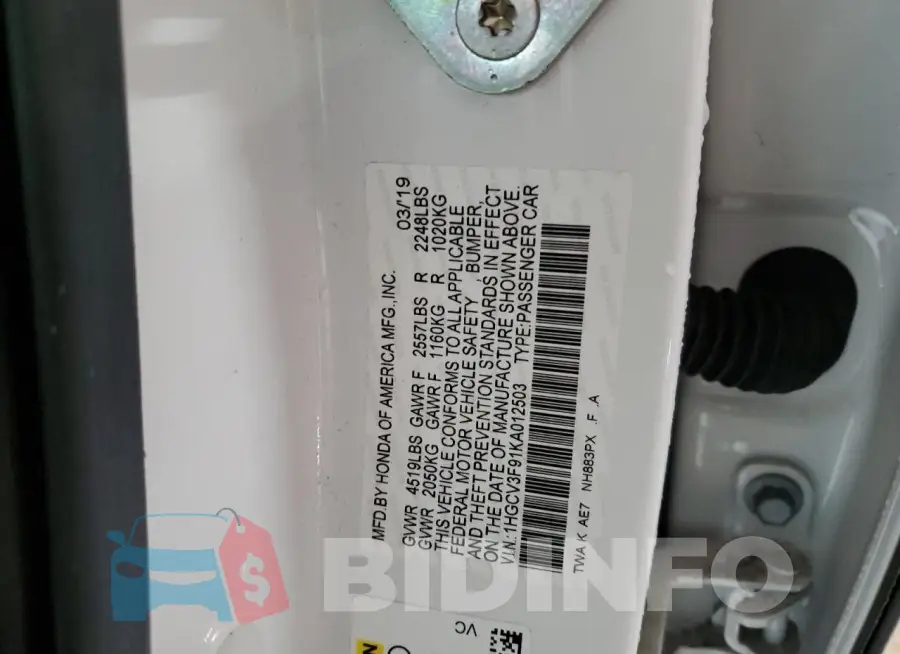 1HGCV3F91KA012503 Photo# 12