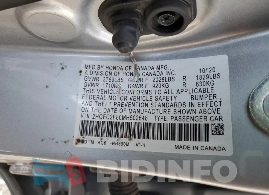 2HGFC2F80MH502648 Photo# 12