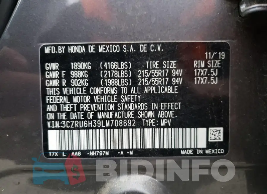 3CZRU6H39LM708692 Photo# 14