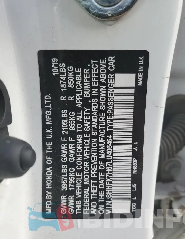 SHHFK7H67LU406464 Photo# 12