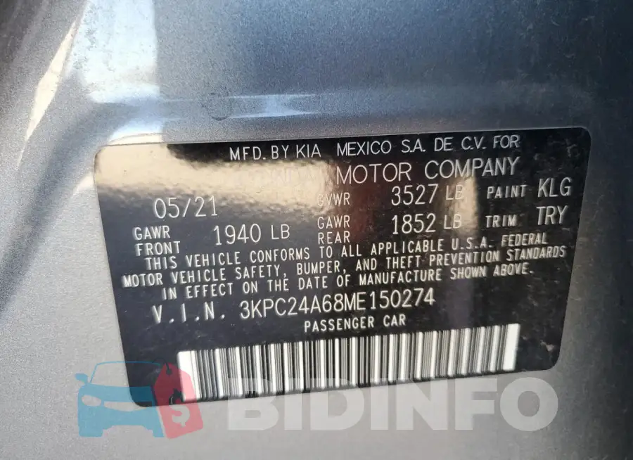 3KPC24A68ME150274 Photo# 13