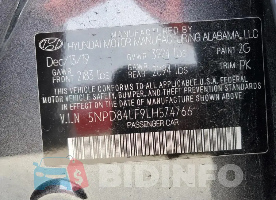 5NPD84LF9LH574766 Photo# 13