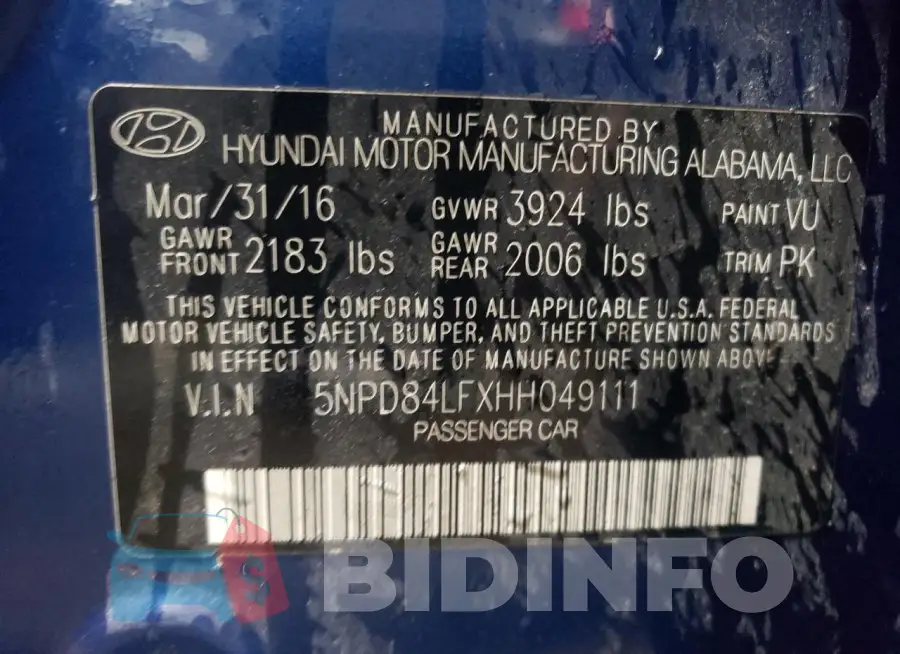 5NPD84LFXHH049111 Photo# 13