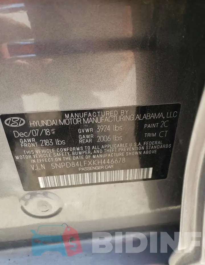 5NPD84LFXKH446678 Photo# 12
