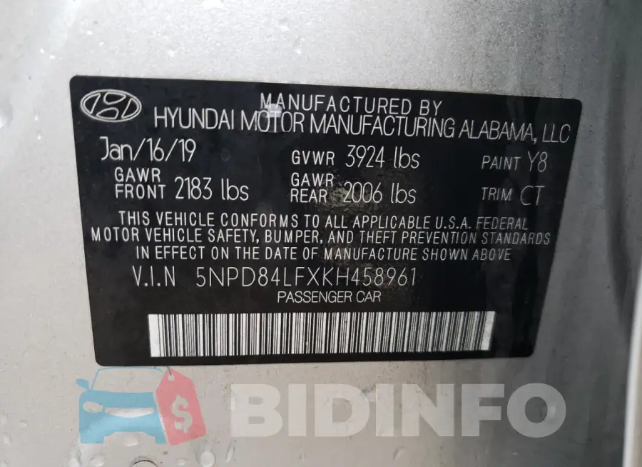 5NPD84LFXKH458961 Photo# 12