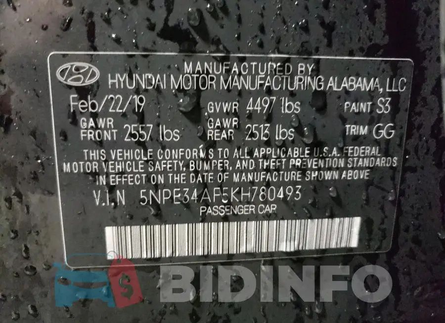 5NPE34AF5KH780493 Photo# 13