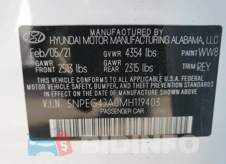 5NPEG4JA0MH119403 Photo# 13