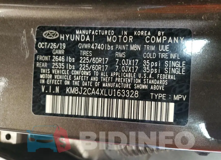 KM8J2CA4XLU163328 Photo# 13
