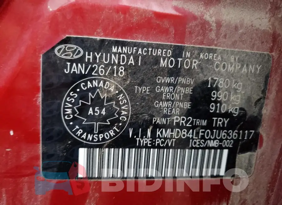 KMHD84LF0JU636117 Photo# 13