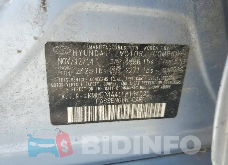 KMHEC4A41FA134925 Photo# 13