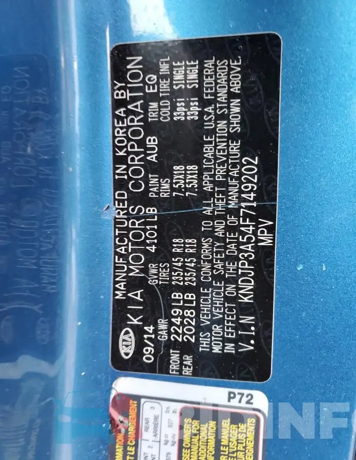 KNDJP3A54F7149202 Photo# 13