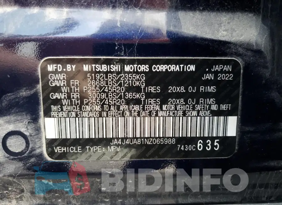 JA4J4UA81NZ065988 Photo# 14