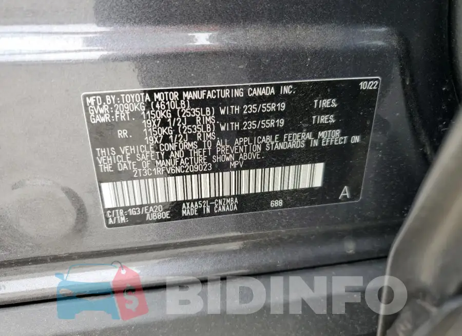2T3C1RFV6NC209023 Photo# 13