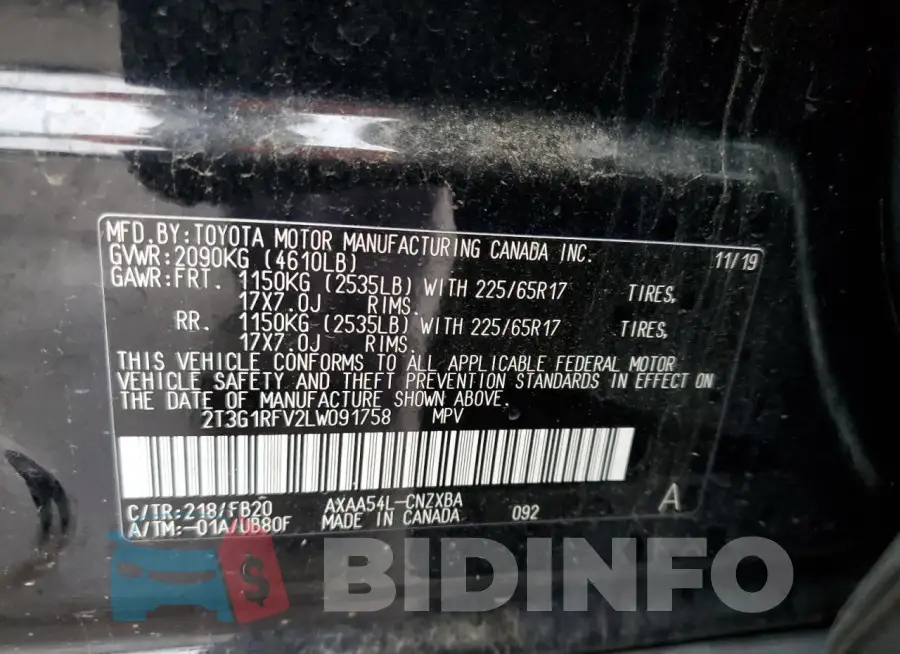 2T3G1RFV2LW091758 Photo# 14