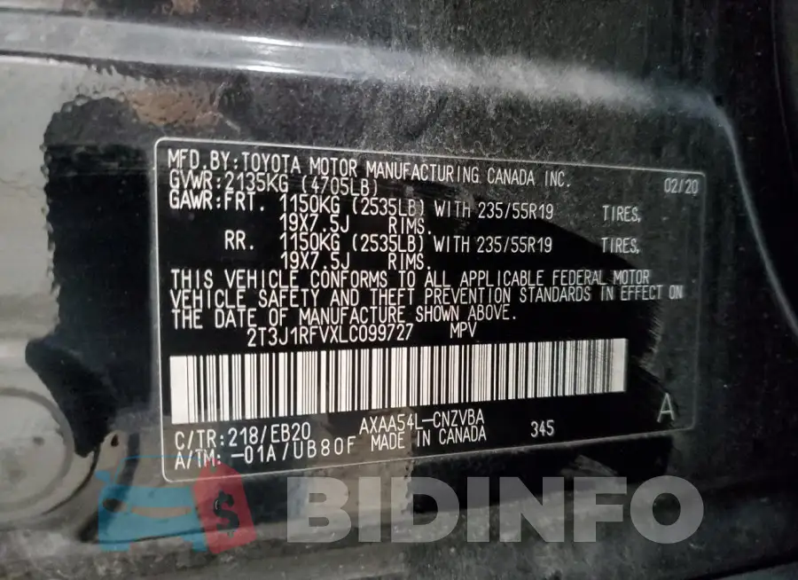 2T3J1RFVXLC099727 Photo# 12