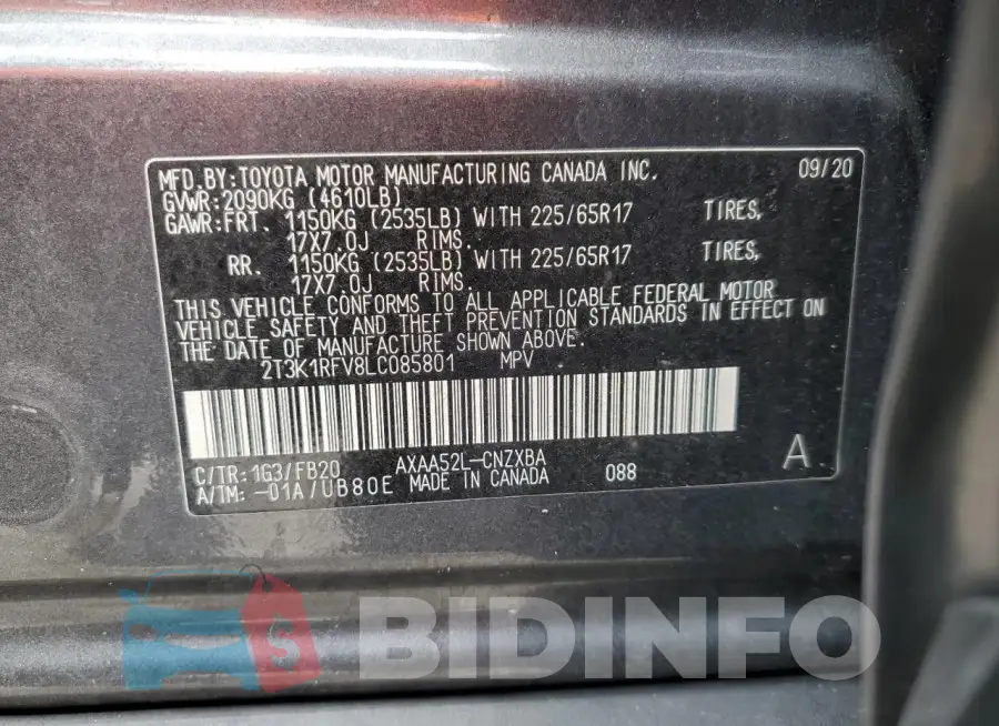 2T3K1RFV8LC085801 Photo# 14