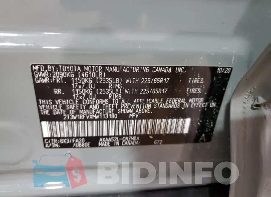 2T3W1RFVXMW113180 Photo# 12