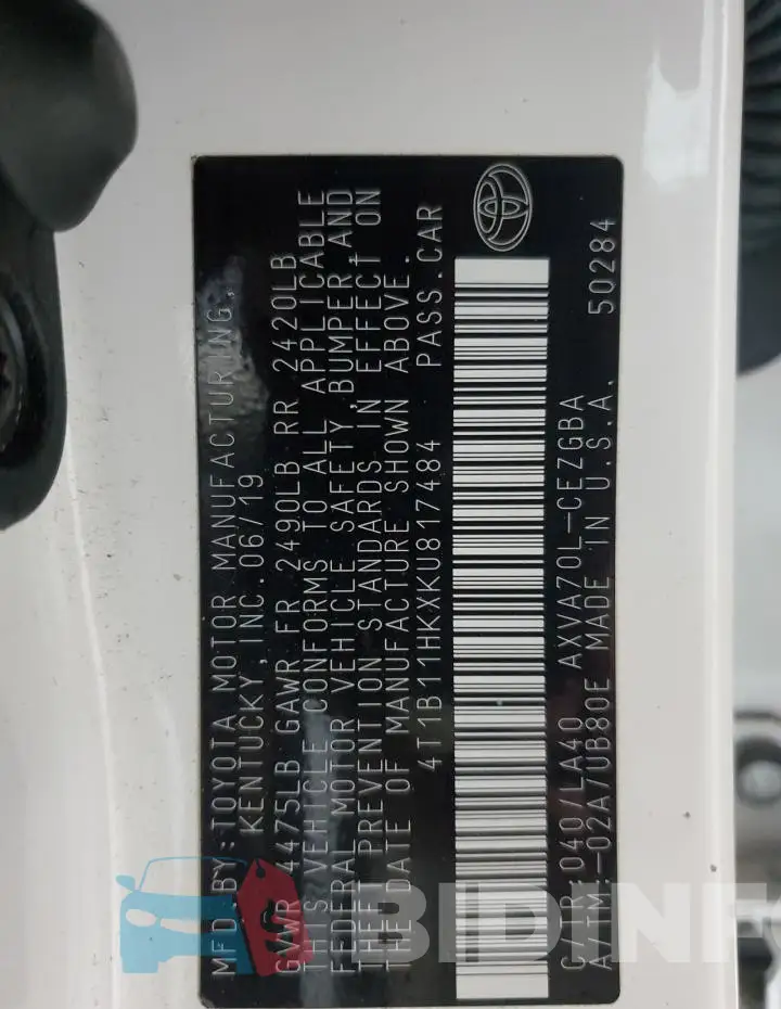 4T1B11HKXKU817484 Photo# 13