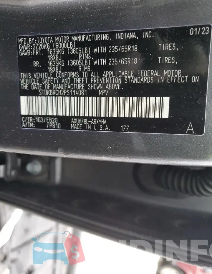 5TDKBRCH2PS114081 Photo# 14