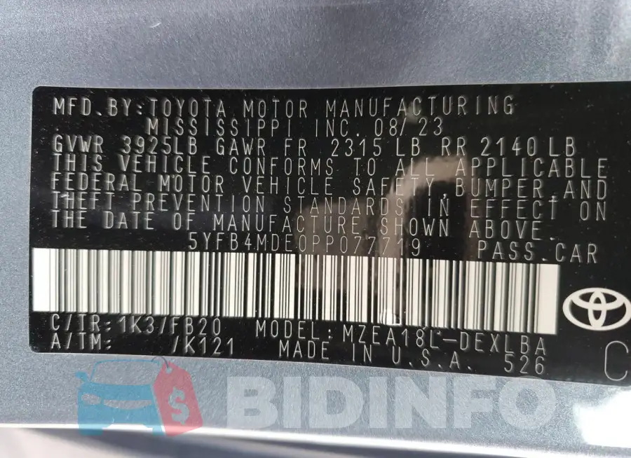 5YFB4MDE0PP077719 Photo# 12
